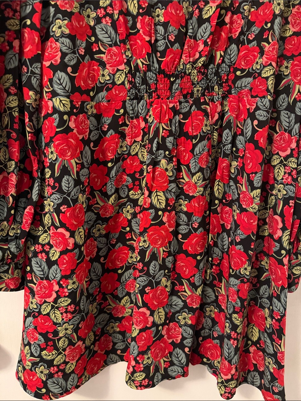 Joanie Paulina Rose Plus 22 Floral Long-Sleeve Dress Velvet Tie Neck Buttons - Picture 9 of 10